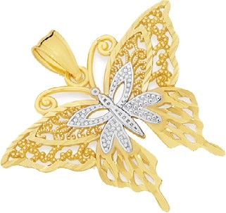 9ct Gold Two Tone Butterfly Pendant