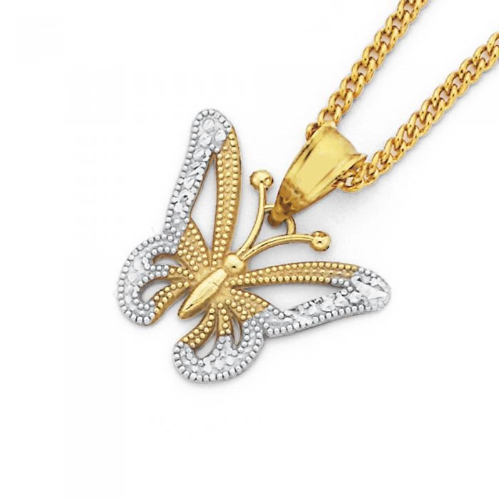 9ct Gold Two Tone Butterfly Pendant