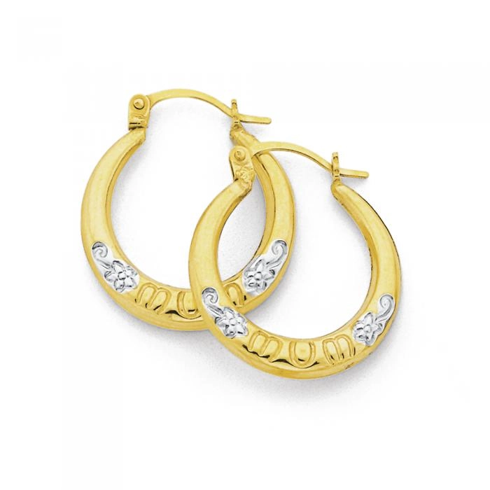 9ct Gold Two Tone Creole Earrings