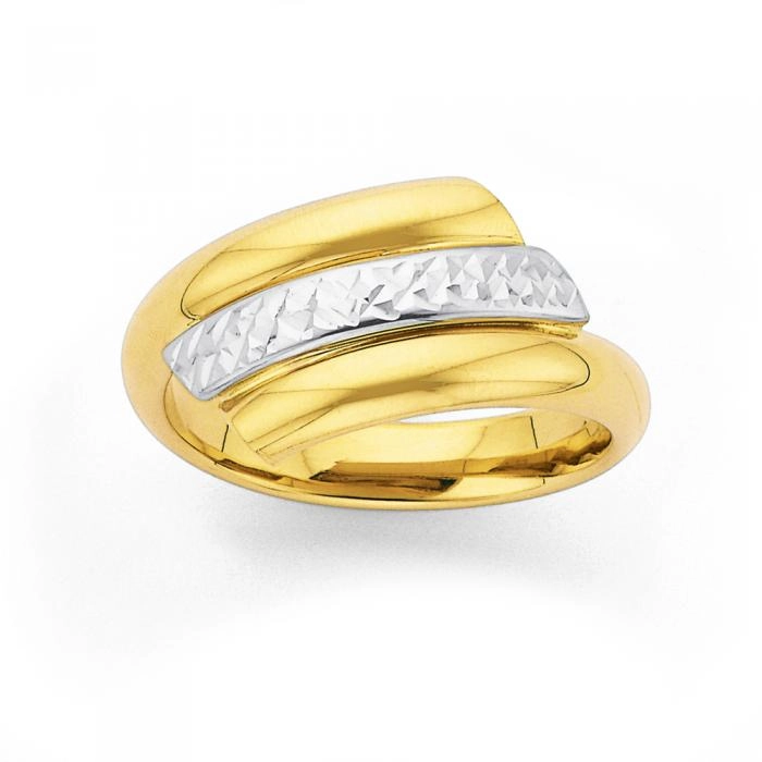 9ct Gold Two Tone Diamond-Cut Dress Ring