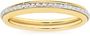 9ct Gold Two Tone Diamond Cut Stacker Ring