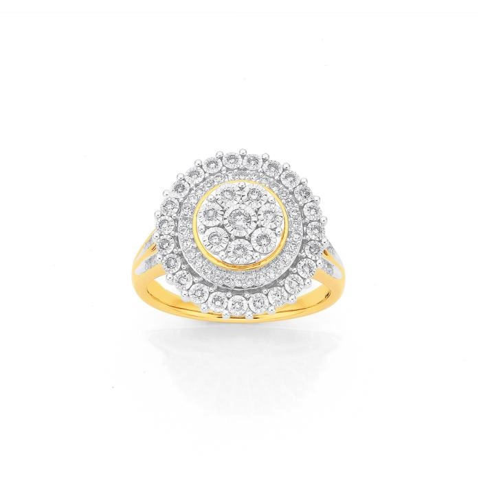 9ct Gold Two Tone Diamond Ring