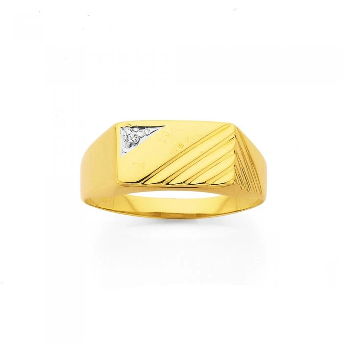 9ct Gold Two Tone Diamond Set Men's Rings