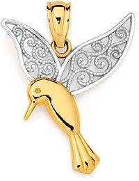 9ct Gold Two Tone Hummingbird Pendant