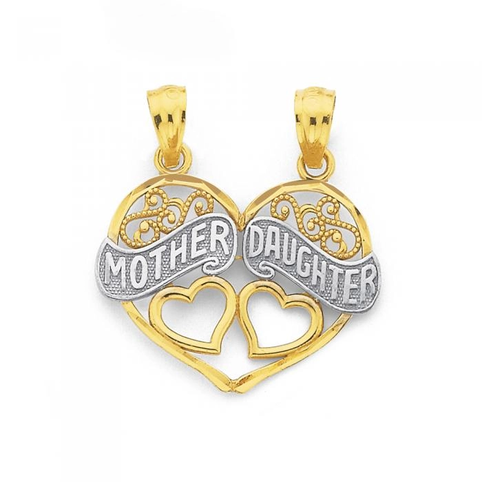 9ct Gold Two Tone 'Mother & Daughter' Share Pendant