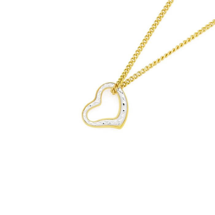 9ct Gold Two Tone Small Floating Heart Pendant