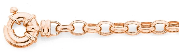 9ct Rose Gold 19cm Solid Belcher Bolt Ring Bracelet