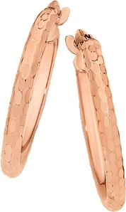 9ct Rose Gold 2x15mm Diamond-Cut Hoop Earrings