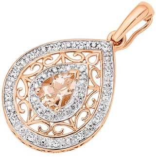 9ct Rose Gold Morganite & Diamond Pear Shape Enahancer