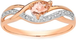 9ct Rose Gold Morganite & Diamond Swirl Crossover Ring