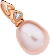 9ct Rose Gold Pink Cultured Freshwater Pearl and Diamond Slider Pendant