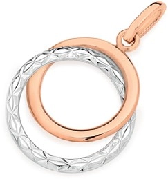 9ct Rose Gold Two Tone Double Circle Pendant