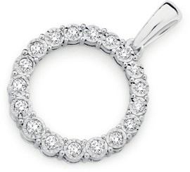 9ct White Gold Diamond Circle Pendant