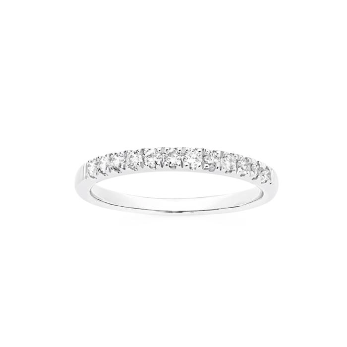 9ct White Gold Diamond Claw Set Band