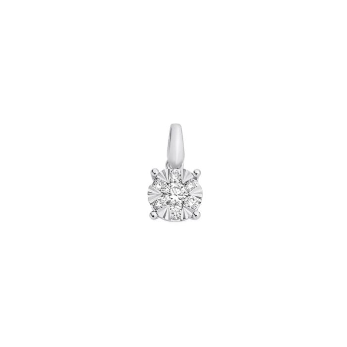 9ct White Gold Diamond Cluster Pendant