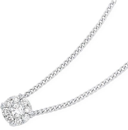 9ct White Gold Diamond Cluster Pendant