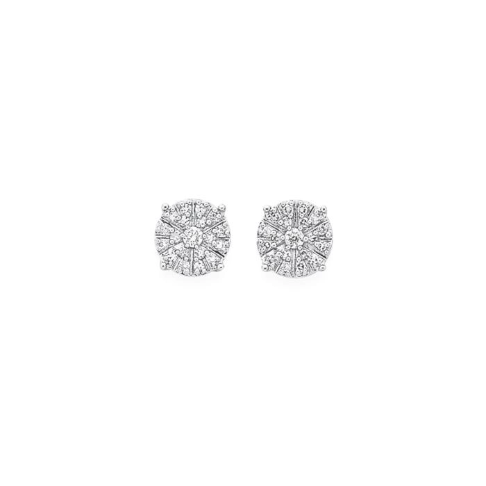 9ct White Gold Diamond Cluster Stud Earrings