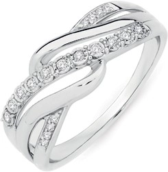 9ct White Gold Diamond Crossover Ring