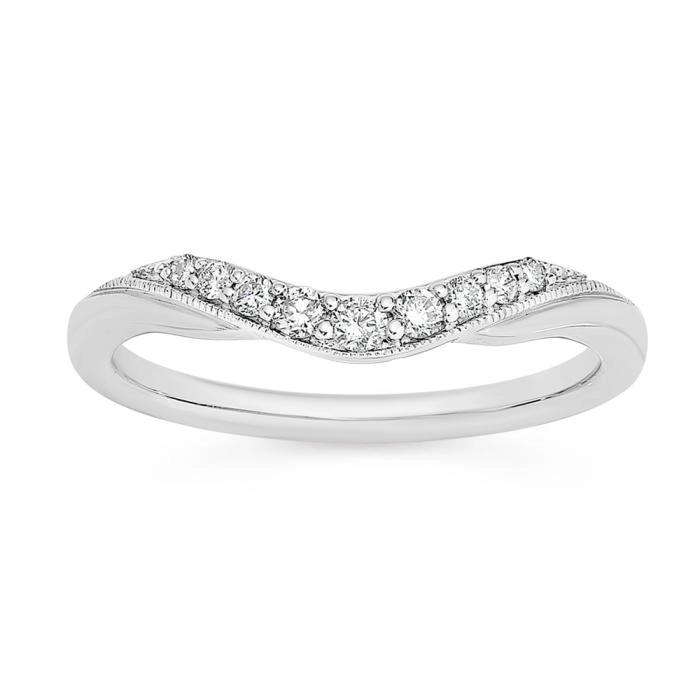 9ct White Gold Diamond Curved Band