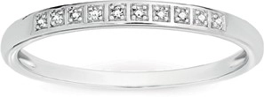 9ct White Gold Diamond Fine Bar Band