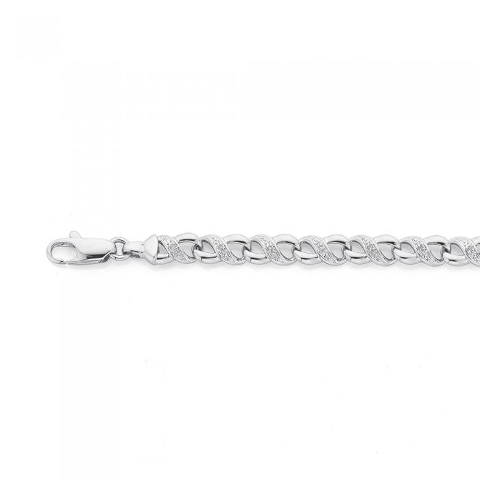 9ct White Gold Diamond Infinity Bracelet