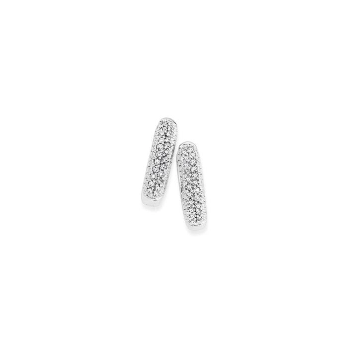 9ct White Gold Diamond Pave Huggie Earrings