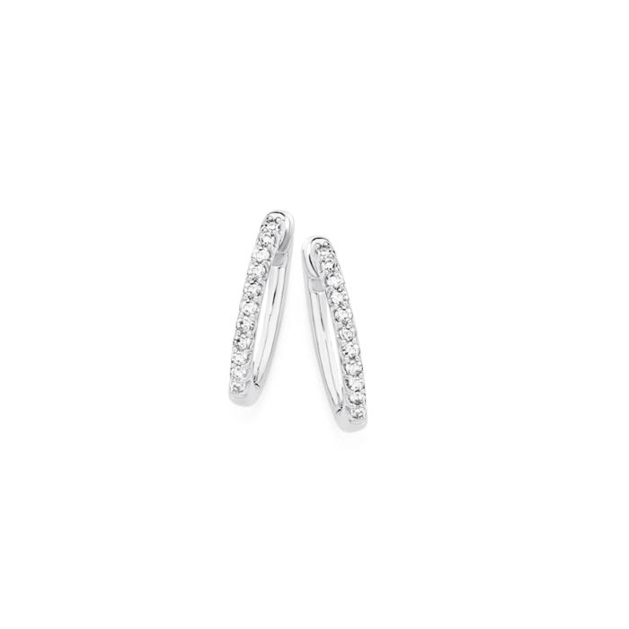 9ct White Gold Diamond Small Huggie Earrings