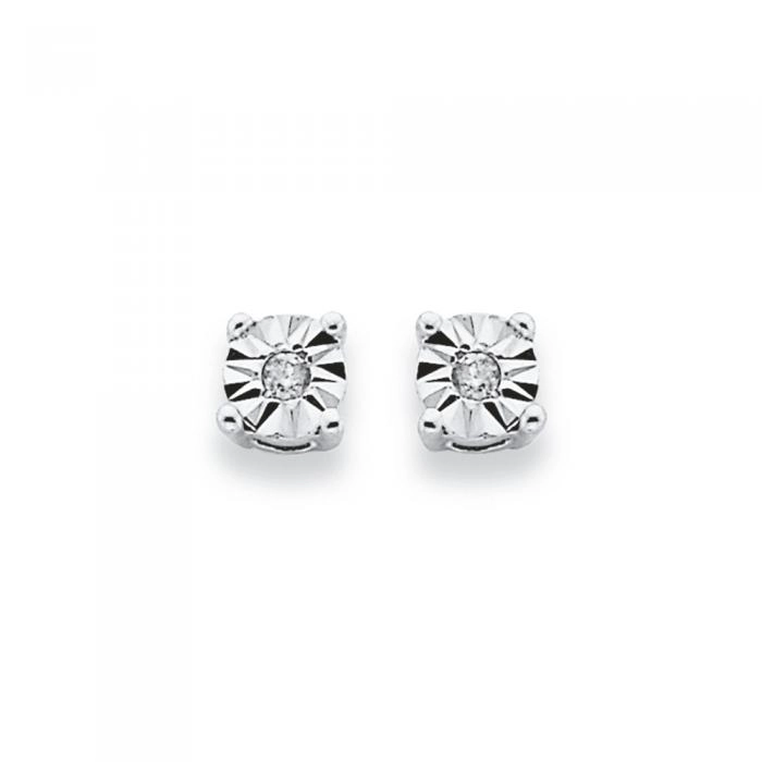 9ct White Gold Diamond Stud Earrings