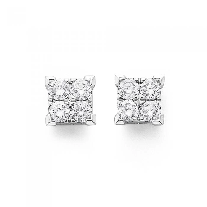 9ct White Gold Diamond Studs