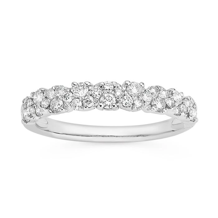 9ct White Gold Diamond Wave Band