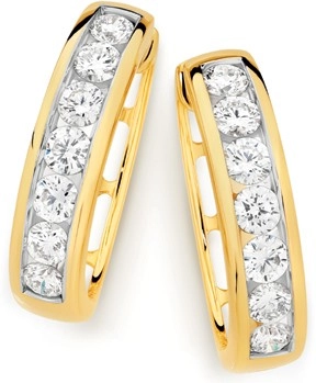 Alora 10ct Gold 1 1/2 Carats TW Lab Grown Diamond Huggie Earrings