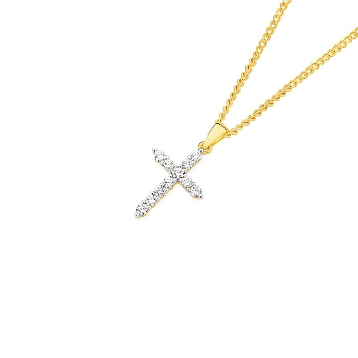 Alora 10ct Gold Lab Grown Diamond Cross Pendant