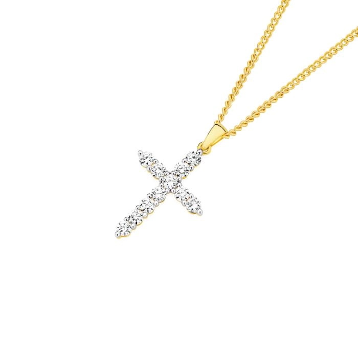 Alora 10ct Gold Lab Grown Diamond Cross Pendant