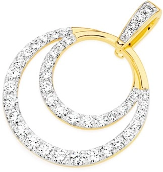 Alora 10ct Gold Lab Grown Diamond Double Circle Pendant