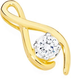 Alora 10ct Gold Solitaire Lab Grown Diamond Twist Pendant