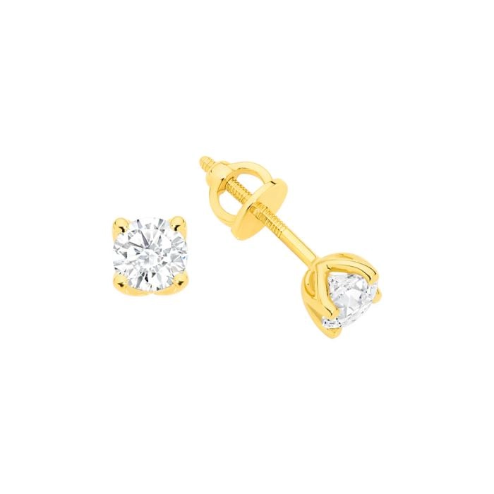 Alora 14ct Gold Lab Grown Diamond 4 Claw Stud Earrings