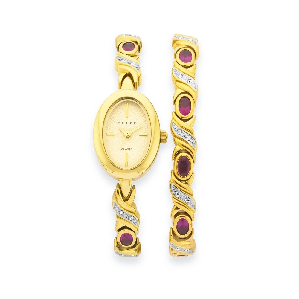 Elite Ladies Watch & Bracelet Set