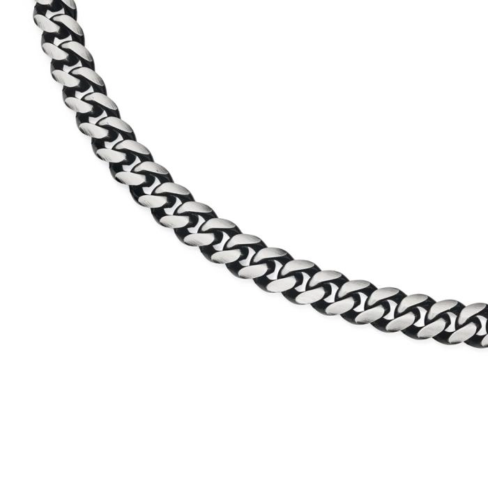 Stainless Steel 55cm Oxidised Rounded Curb Men's Chain