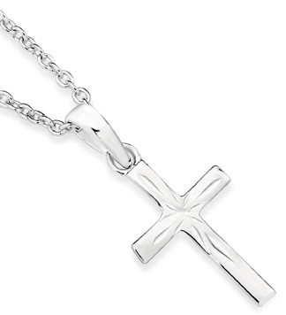 Sterling Silver 15mm Dia-Cut Cross Pendant