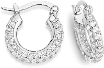 Sterling Silver 16mm Cubic Zirconia Encrusted Hoops