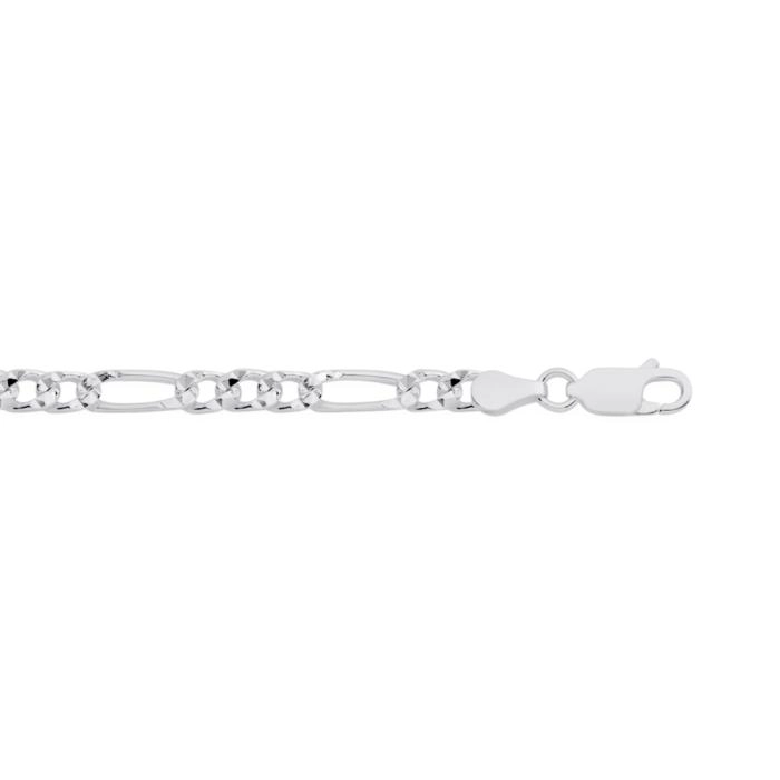 Sterling Silver 19cm Fancy Diamond-Cut 3+1 Figaro Bracelet