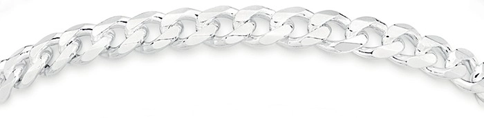 Sterling Silver 20cm Bevelled Curb Bracelet