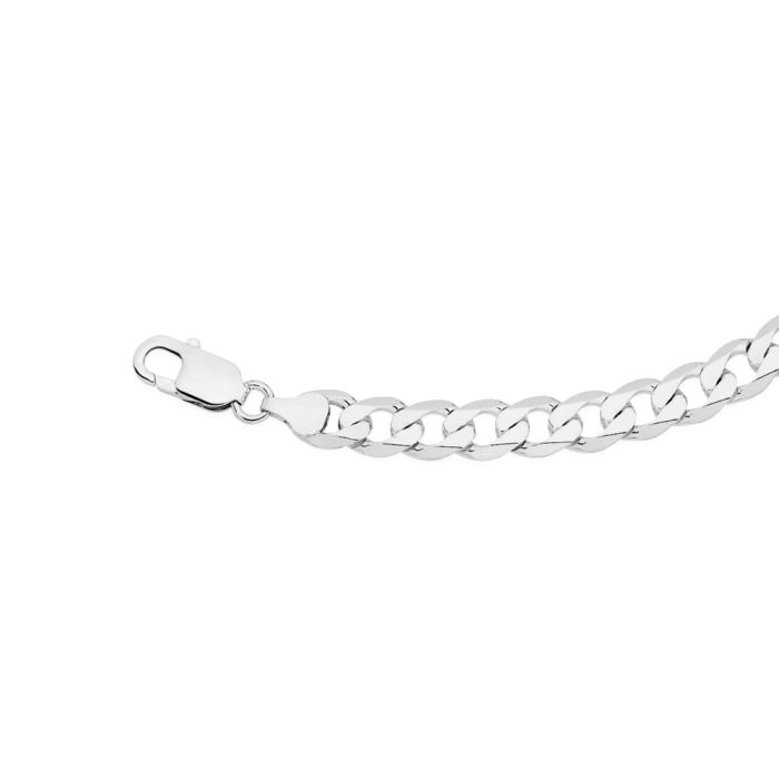 Sterling Silver 20cm Diamond Cut Bevelled Curb Bracelet