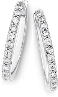 Sterling Silver 20mm Cubic Zirconia 2mm Wide Huggies