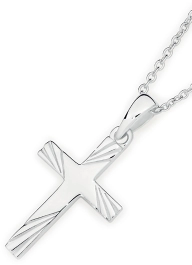 Sterling Silver 20mm Diamond Cut Ends Cross Pendant