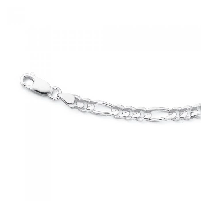 Sterling Silver 21cm 3+1 Figaro Bracelet