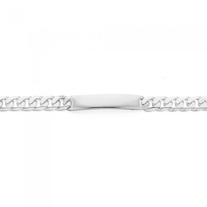 Sterling Silver 22cm Diamond-Cut Curb Identity Men's Bracelet