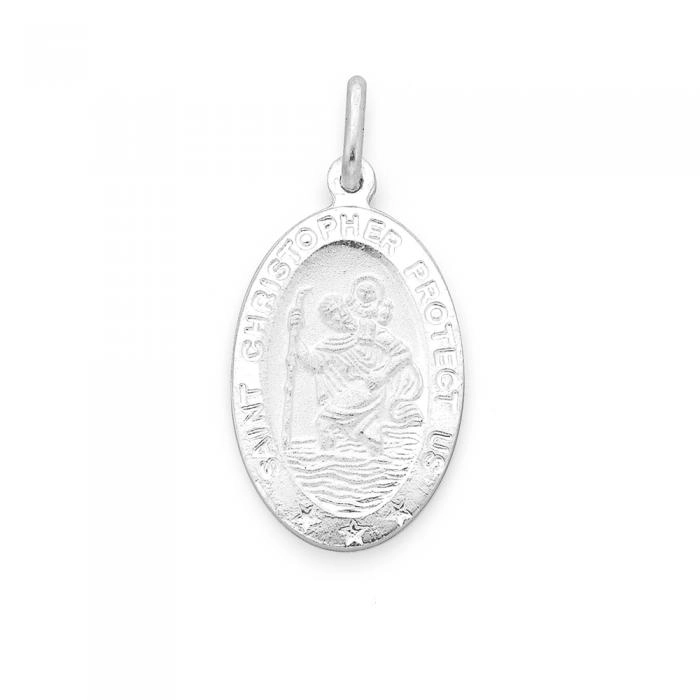 Sterling Silver 22mm Oval St. Christopher Men's Medal