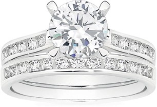 Sterling Silver 4 Claw Cubic Zirconia Solitaire Ring Set