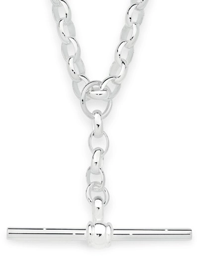 Sterling Silver 47cm Belcher T-Bar Fob Necklace